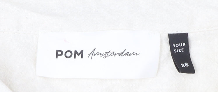 POM Amsterdam Women's White Long Sleeve Button-Up Blouse