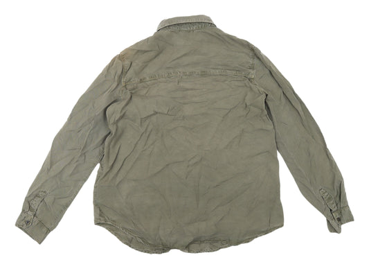 Womens UK Size M Stradivarius Green Lyocell Button-Up
