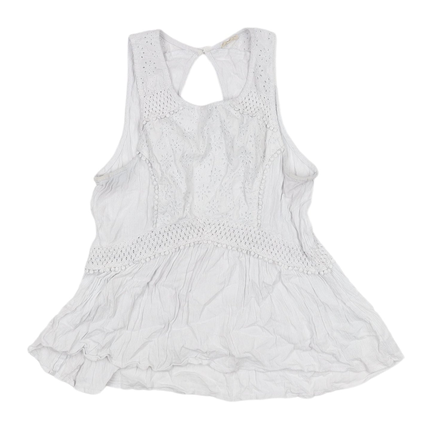 Hollister White Embroidered Camisole Tank Top, Size S