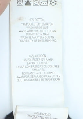 Brand and care label for Denim Co. Women's Black Cut-Off Shorts, size 12