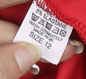 Brand and care label for I-X London Red Long Sleeve Dress -, size 12
