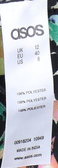 Close-up detail of ASOS Women's Multicoloured Floral Blouse, size 12