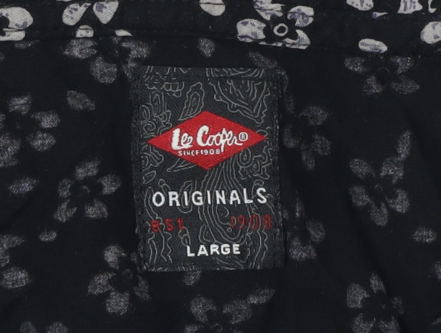 Le Coq Women's Black Floral Button-Up Shirt, Size L