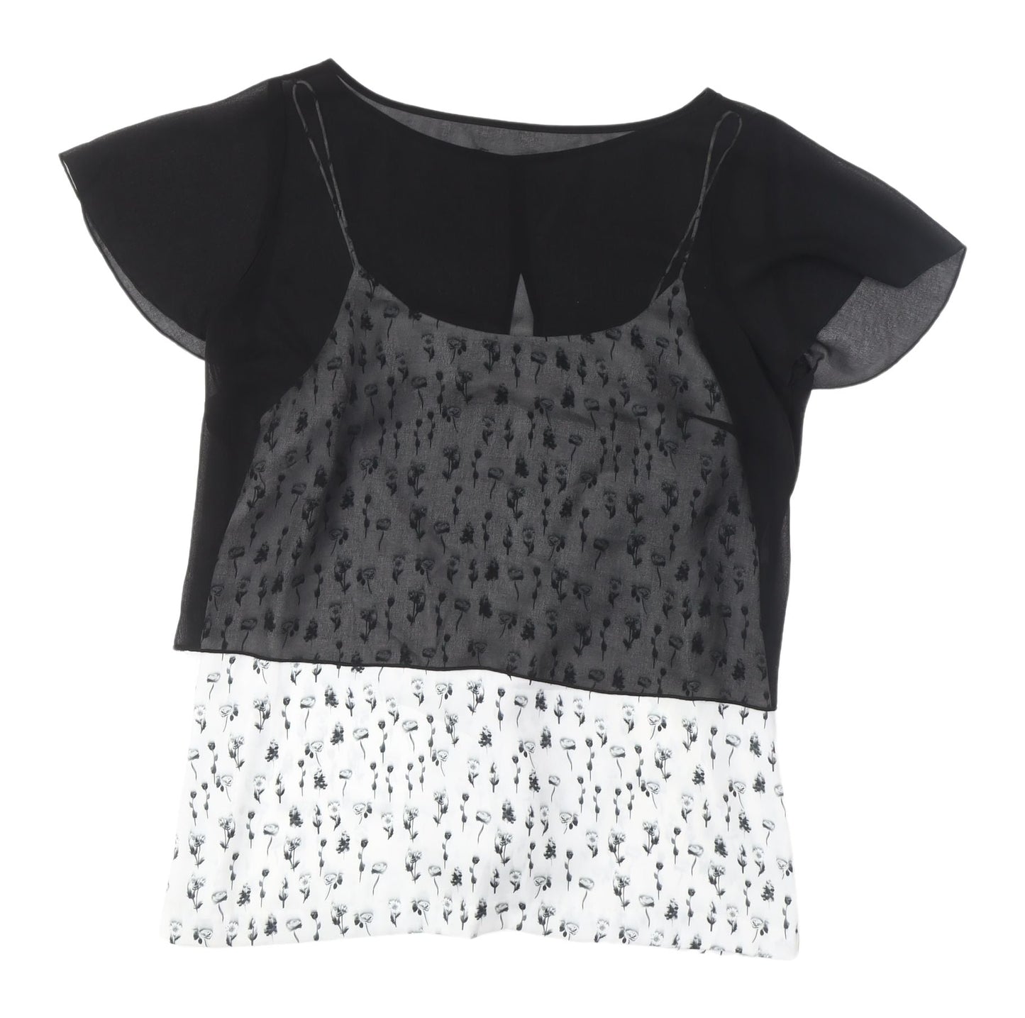 Mint Velvet Women's Black Floral Cropped Blouse Size 8
