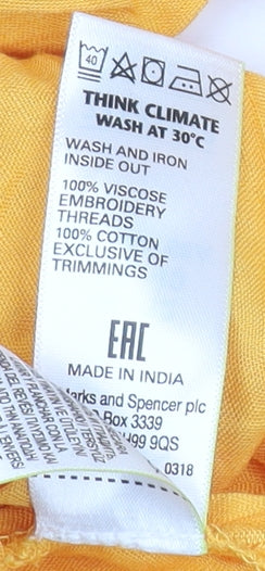 Brand and care label for Marks & Spencer Yellow Off Shoulder Flared Blouse, size 12