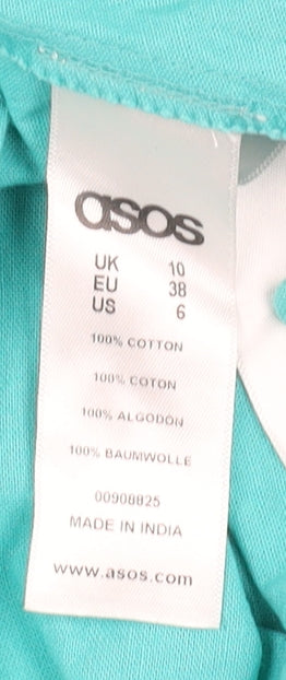 Brand and care label for ASOS Petite Women's Green Skater Dress, size 10