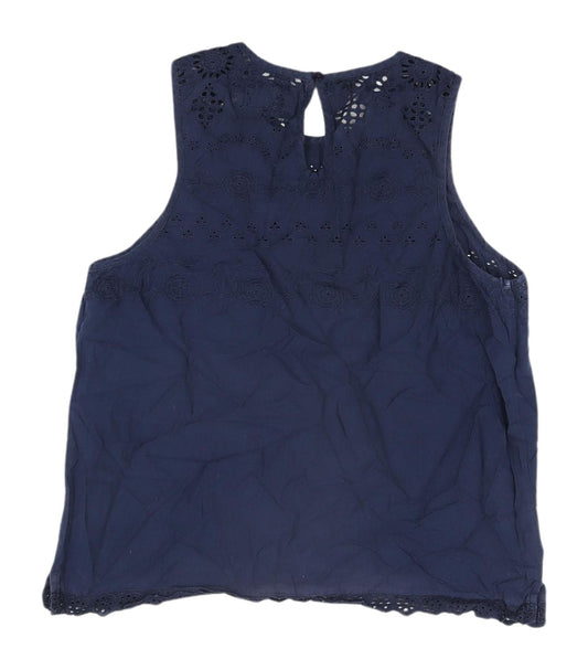 Superdry Women's Blue Embroidered Tank Top L
