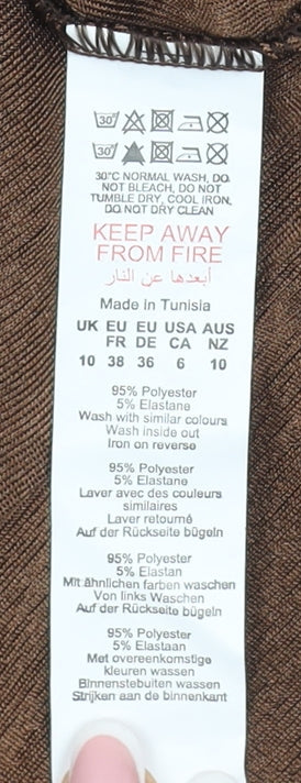 Brand and care label for PRETTYLITTLETHING Brown Bodycon Mini Dress, size 10