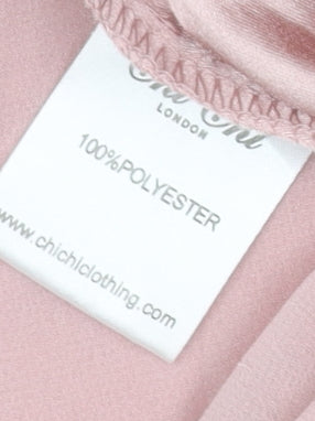 Brand and care label for Chi Chi London Pink Elegant Fit & Flare Dress, UK 12