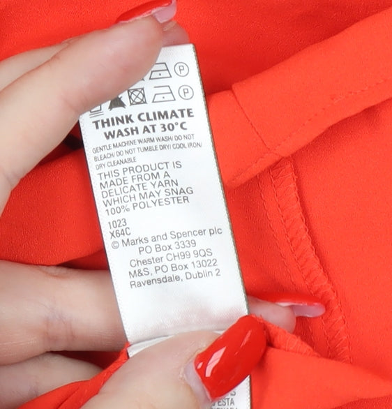 Brand and care label for Marks & Spencer Orange Cap Sleeve Blouse, size 12