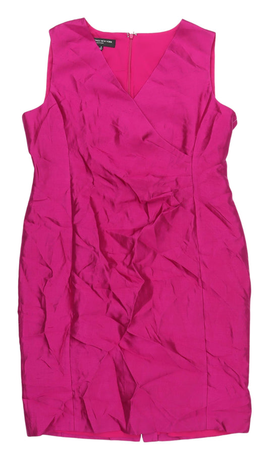 Jones New York Pink Silk Sheath Dress Size 18