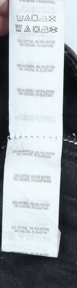 Brand and care label for Denim Co. Women's Black Skinny Jeans, size 14