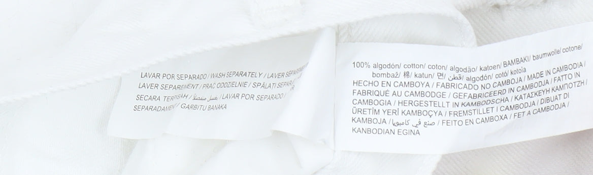 Pull & Bear Women's White Cut-Off Shorts UK 8 Casual