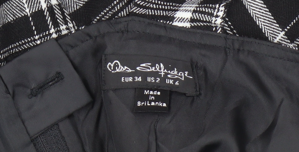 Brand and care label for Miss Selfridge Black Check Pinafore Dress -, size 6