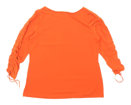 Womens UK Size M Susan Graver Orange Polyester Blend Blouse