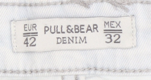Pull&Bear Women's White Denim Shorts Size 14