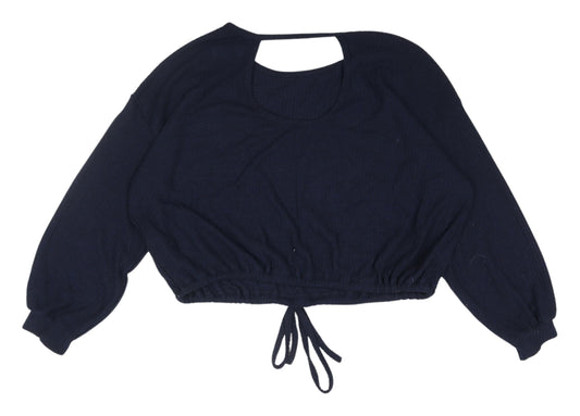 Hollister Women's Blue XL Cropped Blouse with Balloon Sleeves