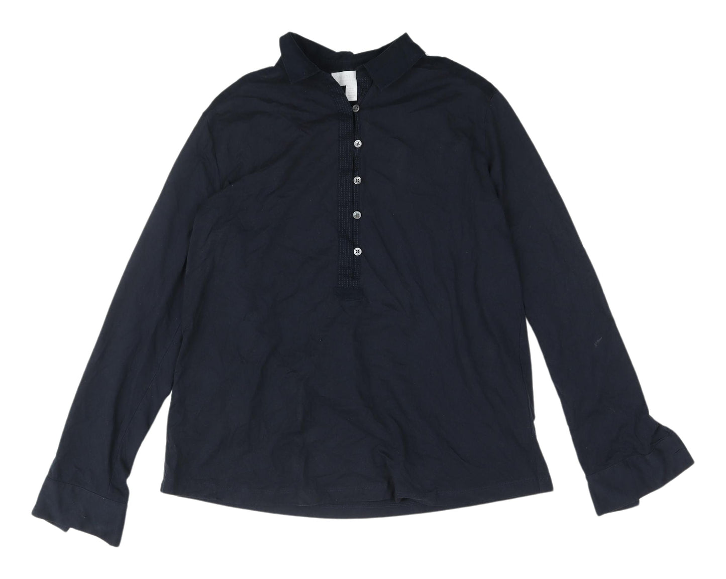 The White Company Black Button-Up Shirt Women Size 8