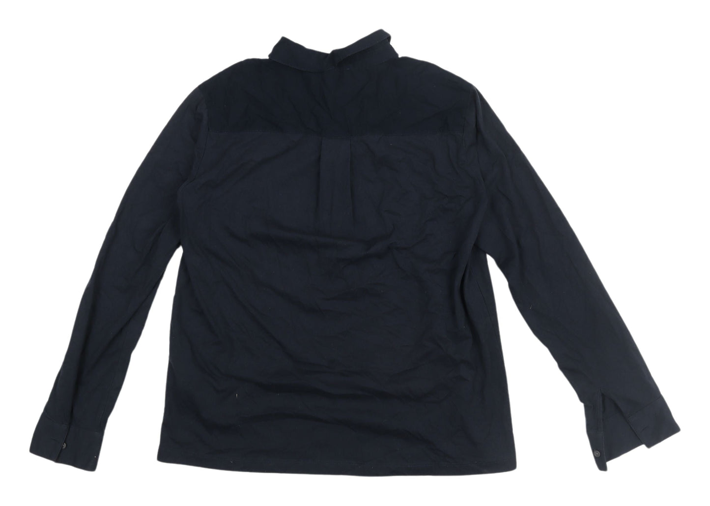 The White Company Black Button-Up Shirt Women Size 8