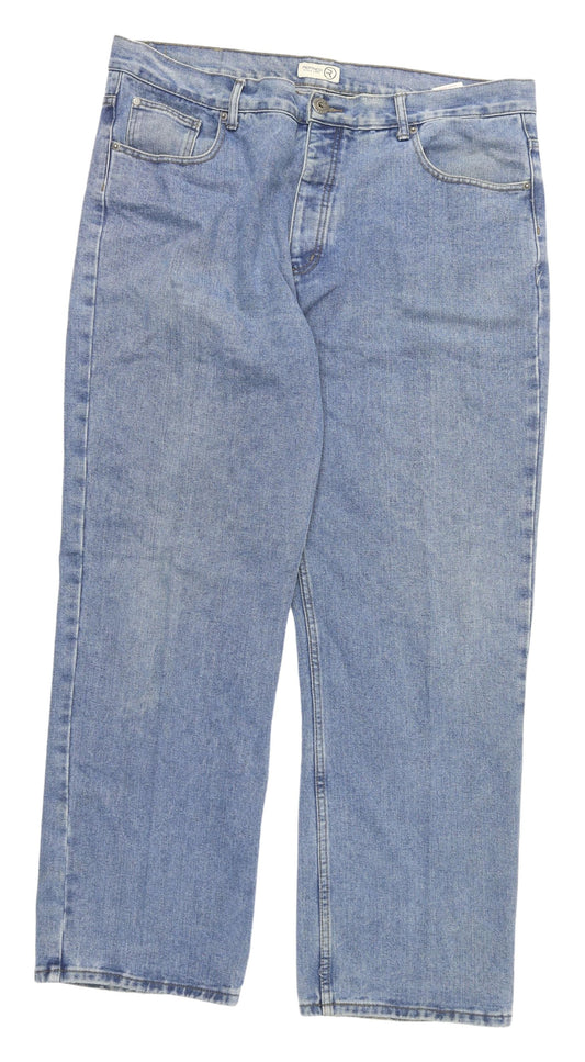 Refined Men's Blue Straight Jeans 5XL Classic Fit