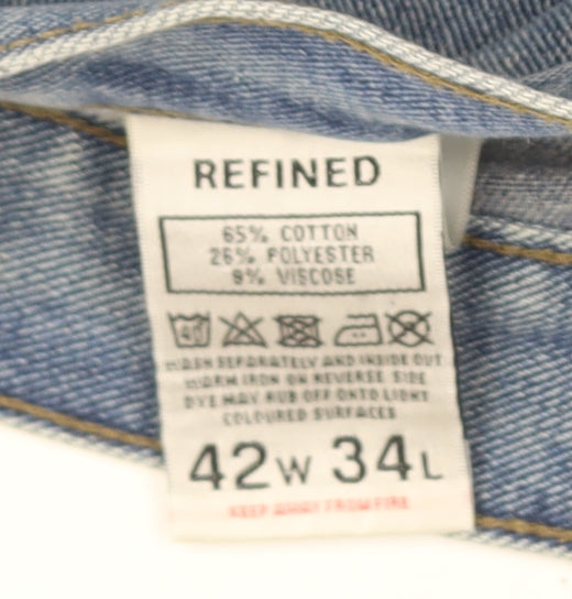 Refined Men's Blue Straight Jeans 5XL Classic Fit