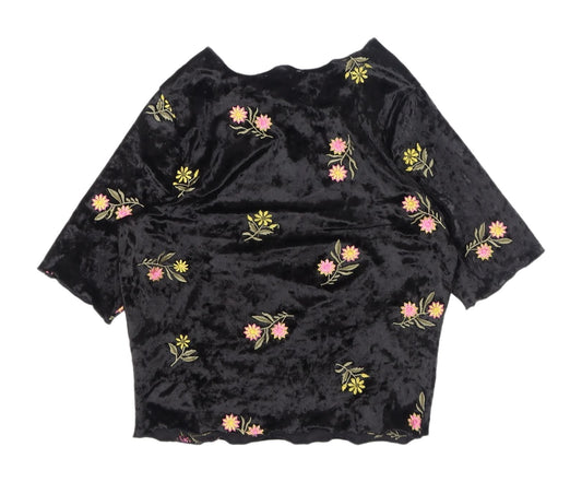 ASOS Women's Black Floral Embroidered Blouse Size 6