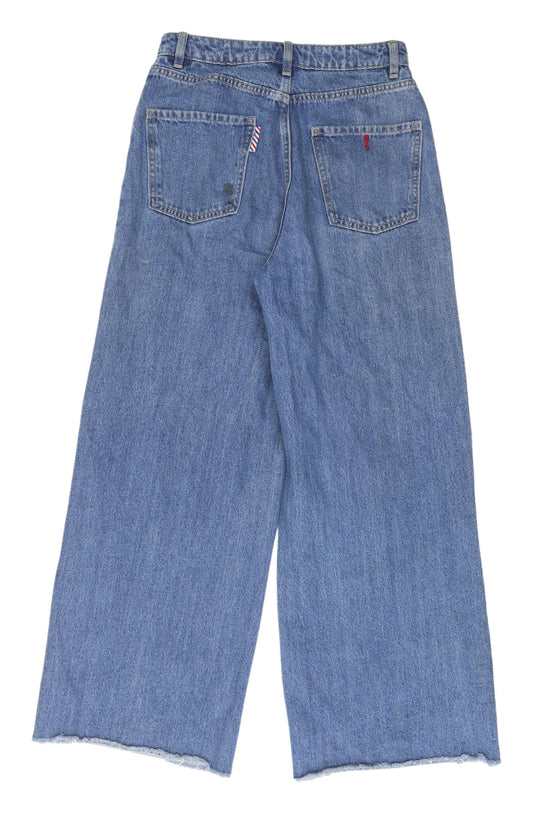 Benetton Women's Blue Wide-Leg Embroidered Jeans Size M