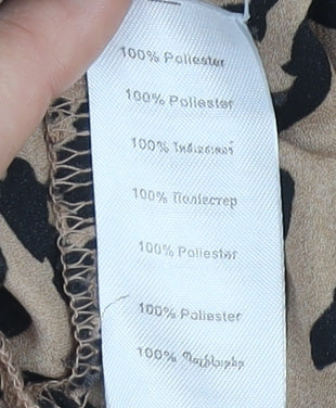 Brand and care label for Cameo Rose Brown Animal Print Trapeze Dress M