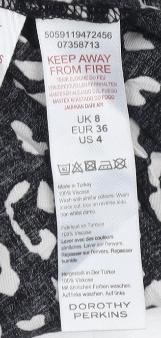 Close-up detail of Dorothy Perkins Black Animal Print Shirt Dress UK 8