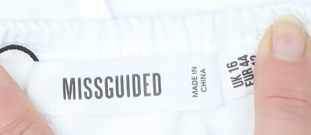 Brand and care label for Missguided Women's White One Shoulder Dress -, size 16