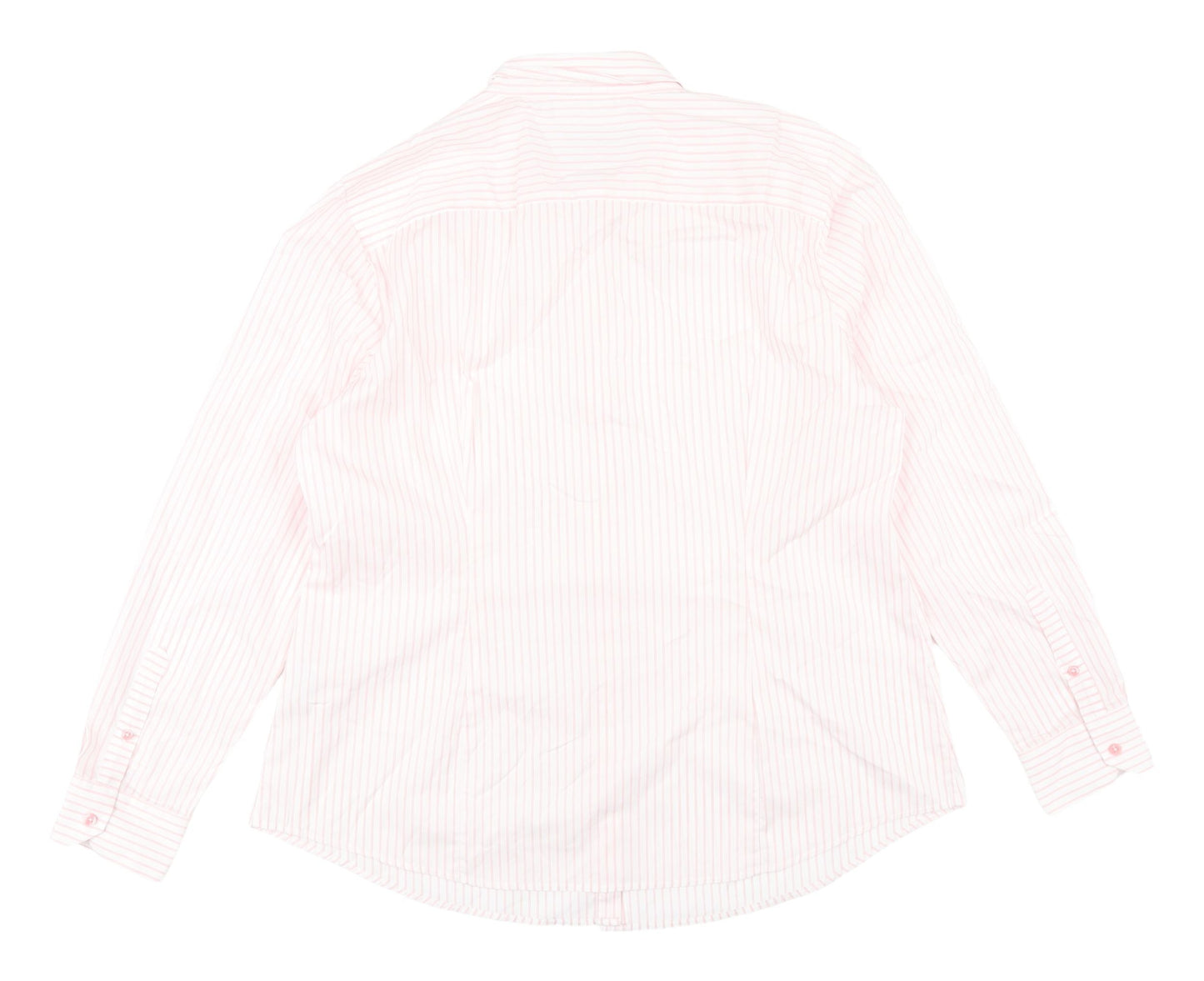 Benetton Women's Pink Striped Button-Up Shirt XL