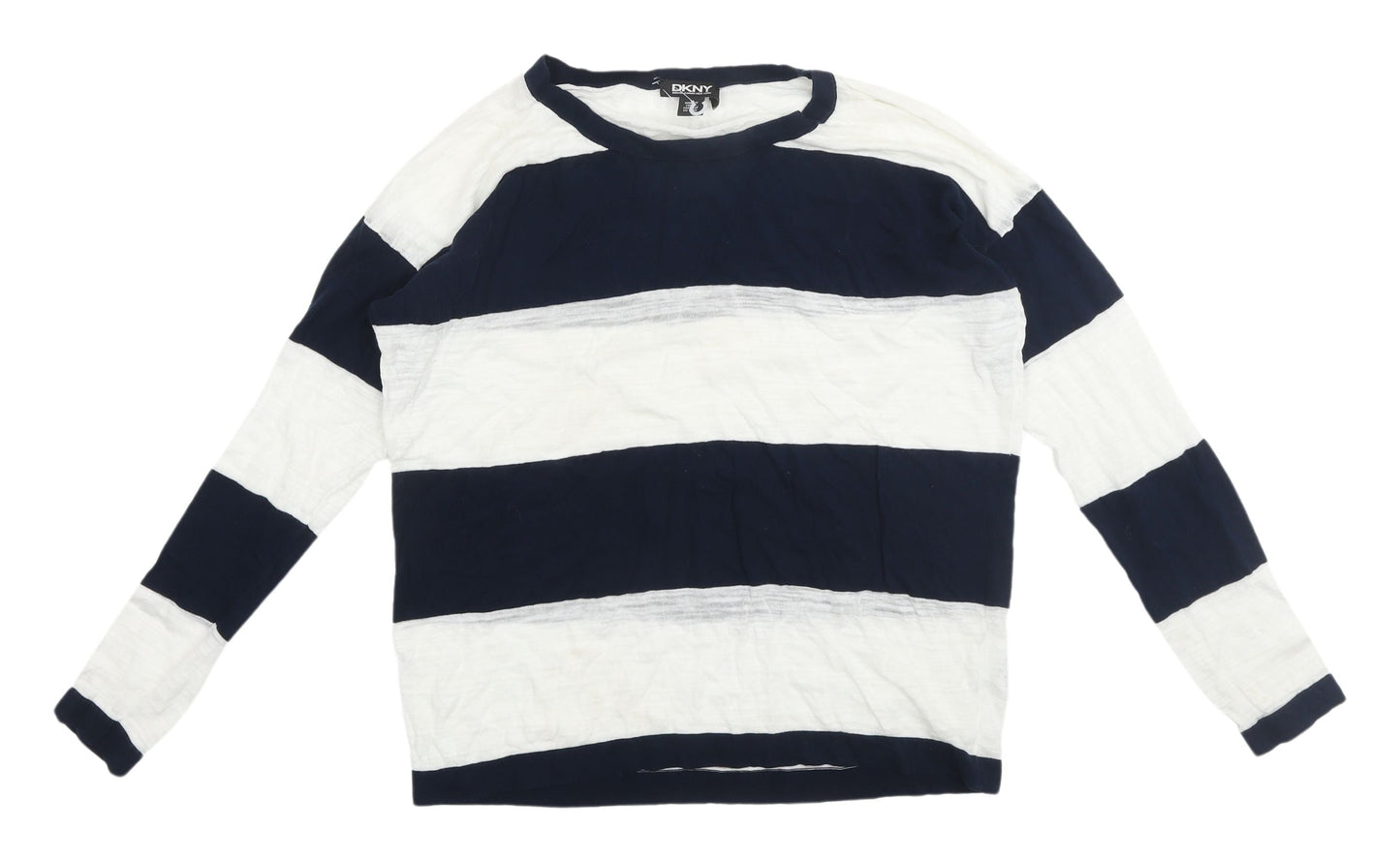 DKNY Women's Striped Jersey T-Shirt, Black/White, S