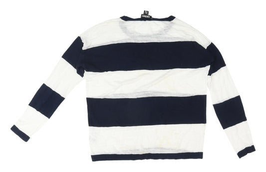 DKNY Women's Striped Jersey T-Shirt, Black/White, S