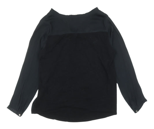 Dolan Women's Black V-Neck Blouse M Long Sleeve