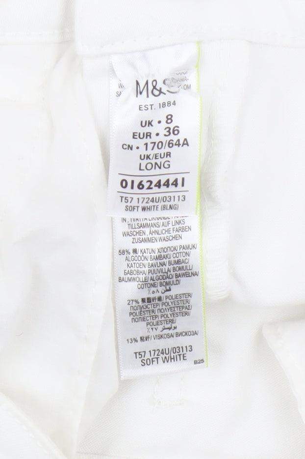 Marks and Spencer Women's White Straight Jeans, Size 8