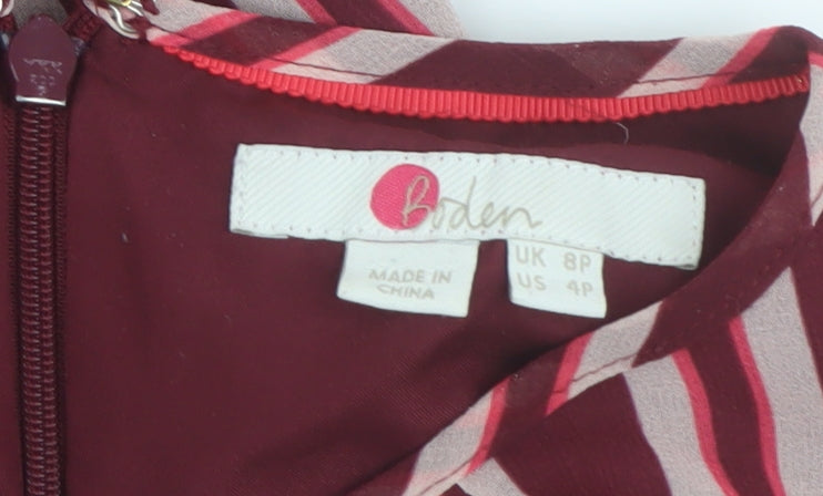 Boden Women's Red Striped Knee Length Dress 8P