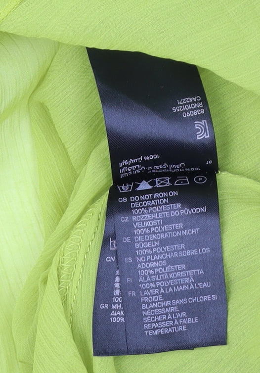 Brand and care label for H&M Green Tunic Blouse with Sequins -, size 12
