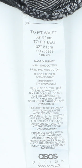 Close-up detail of ASOS Women's Grey Straight Leg Jeans, size 36