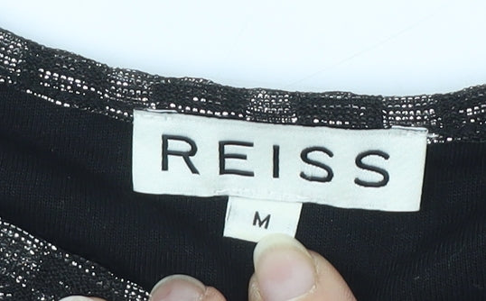 Reiss Women’s Black Striped T-Shirt Medium