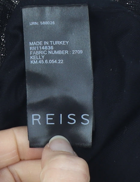Reiss Women’s Black Striped T-Shirt Medium