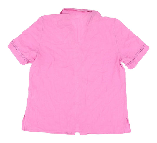 Womens UK Size 14 Reichart Pink Cotton Button-Up