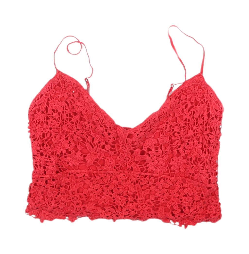 Stradivarius Women's Red Crochet Cropped Tank Top S