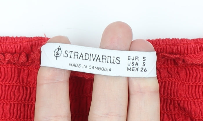 Stradivarius Women's Red Crochet Cropped Tank Top S