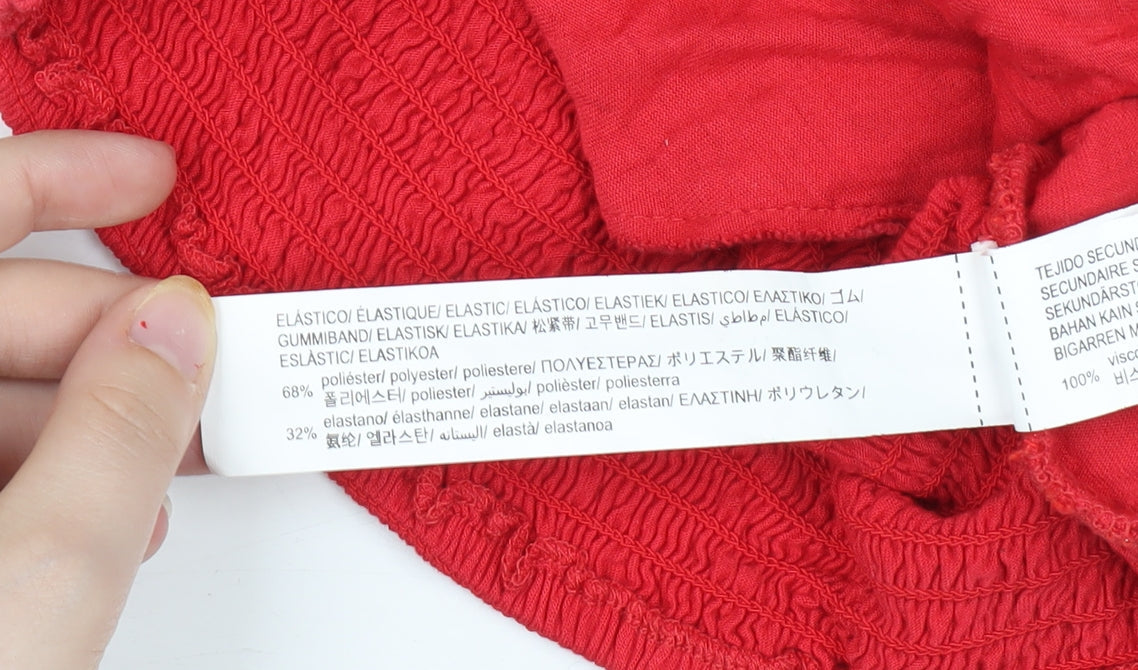 Stradivarius Women's Red Crochet Cropped Tank Top S
