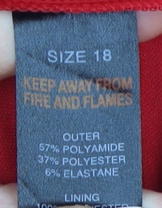Brand and care label for Soon Women's Red Lace Blouse, size 18, Sequin Detail