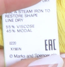 Brand and care label for Marks & Spencer Yellow Off Shoulder Flutter Sleeve Blouse