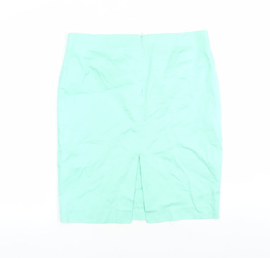 Oodji Womens Green Cotton A-Line Skirt Size 36 in Zip