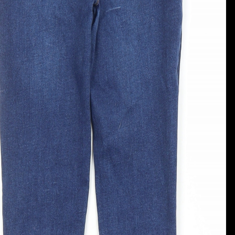Brand and care label for Denim & Co. girls’ blue cotton skinny jeans, size 11-12, years, 23-inch leg regular zip - pockets