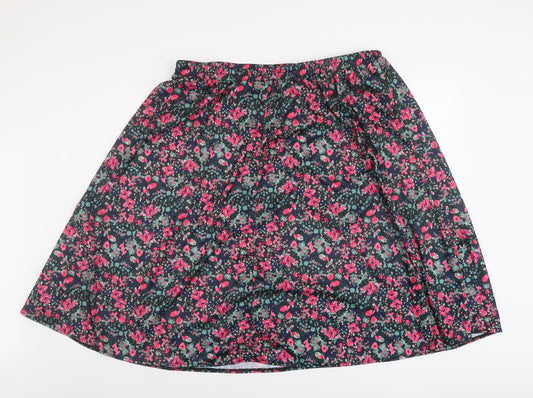 Fashion Frendly Womens Multicoloured Floral Polyester A-Line Skirt Size XL