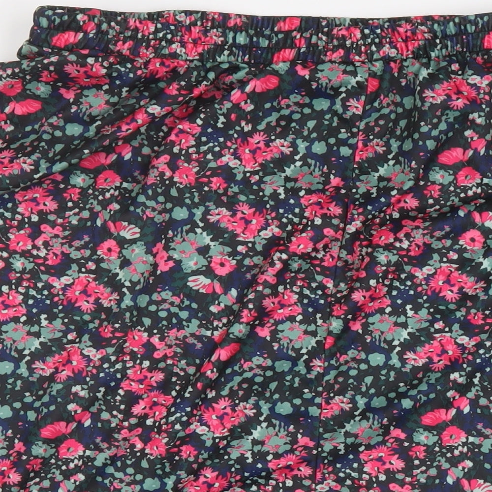 Brand and care label for Fashion Frendly women’s multicoloured floral polyester a-line skirt, size XL